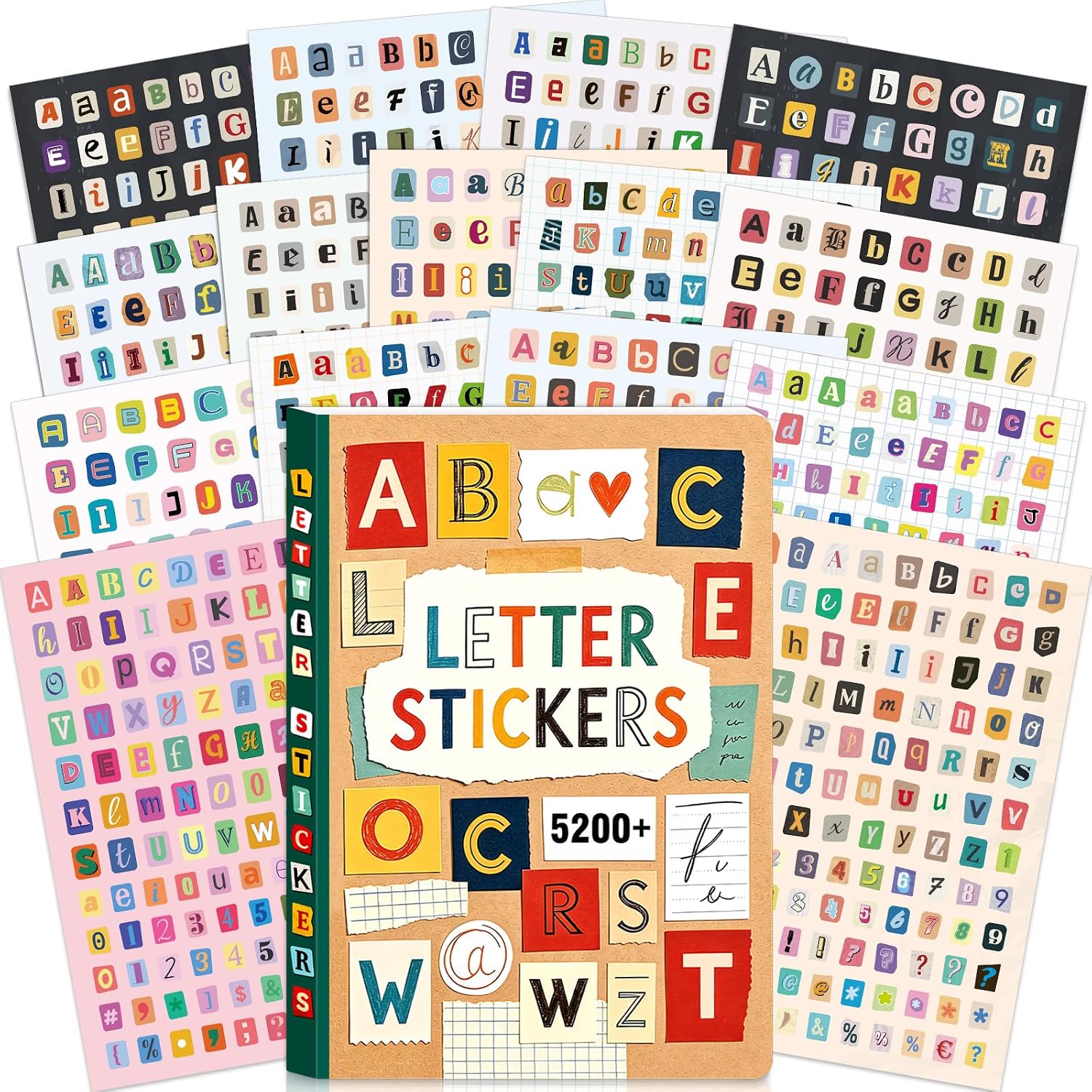 Resin Art Sticker - 5200Pcs+/48Sheets Self Adhesive Colorful Alphabet Stickers