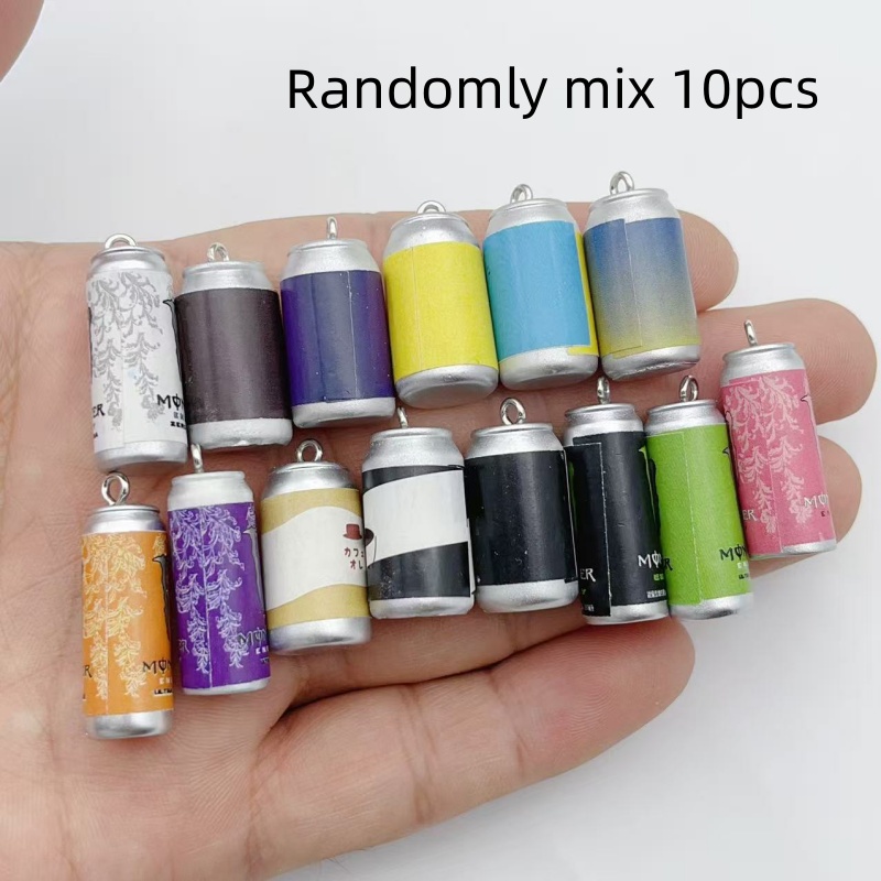 Resin Art Keychain - 10Pcs Mini Simulation Beverage Can Resin