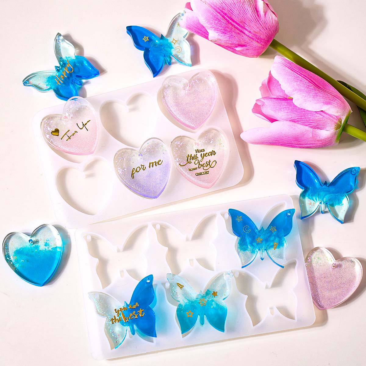 Resin Art Materials - Six-hole with Holes Earring Silicone Mold