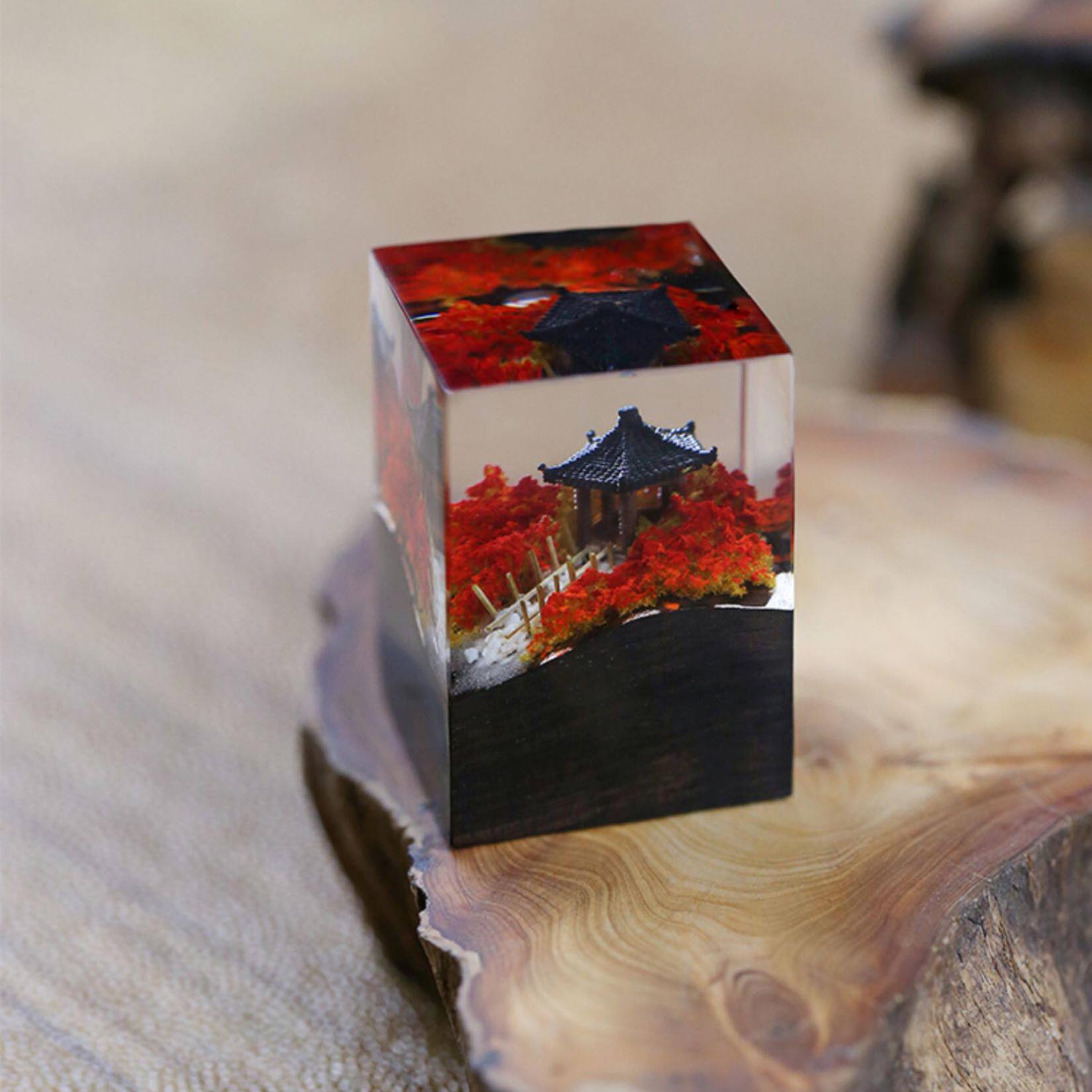 Resin Art Decoration Items - Chinese Pavilion Seal Epoxy Finished Resin