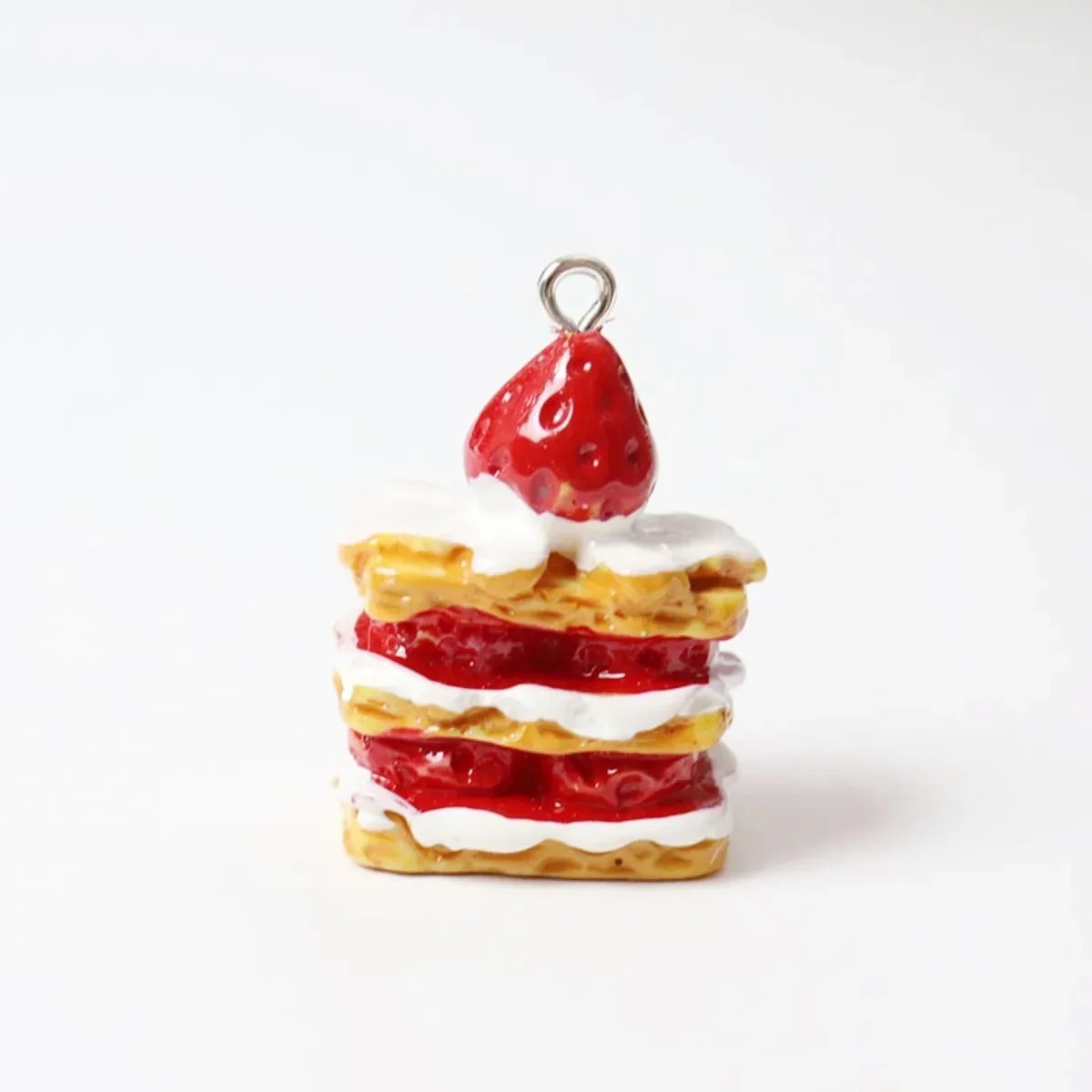 Resin Art Keychain - 10 Pieces Mini Simulated Strawberry Cake