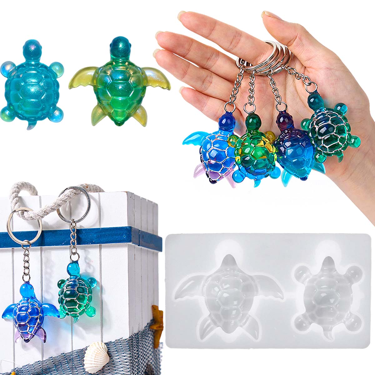 Resin Art Materials - 3D Sea Turtle Keychain Silicone Mold