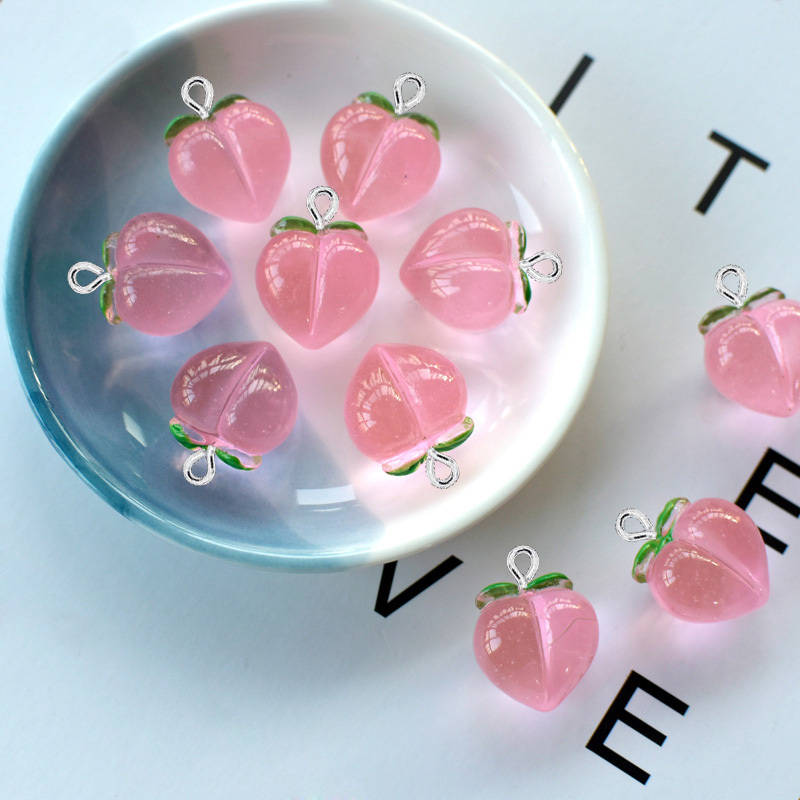 10Pcs New Transparent Peach Fl - Resin Art Keychain recension och pris