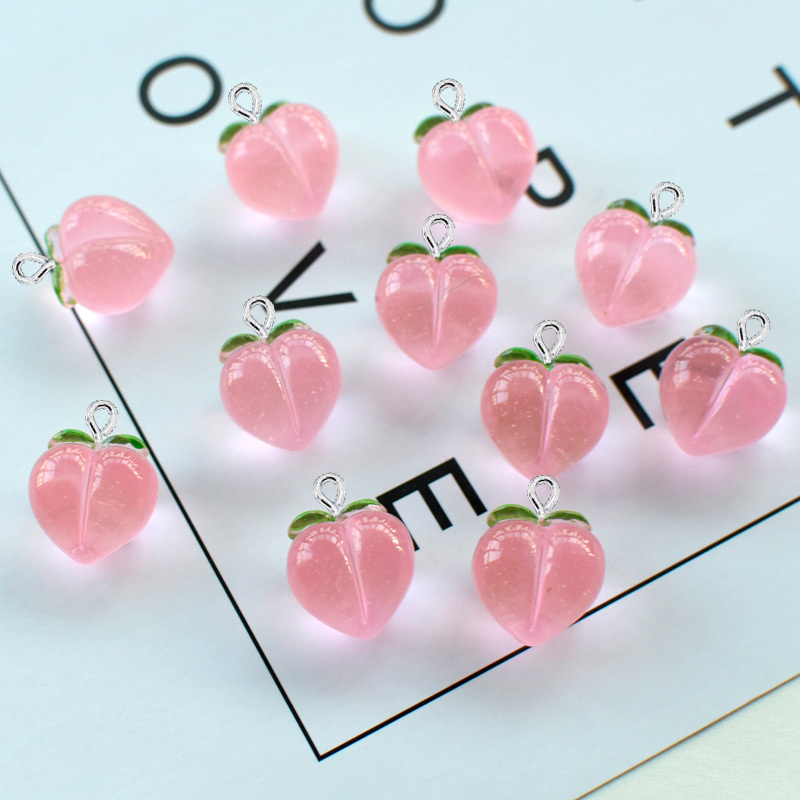 10Pcs New Transparent Peach Fl - Resin Art Keychain recension och pris