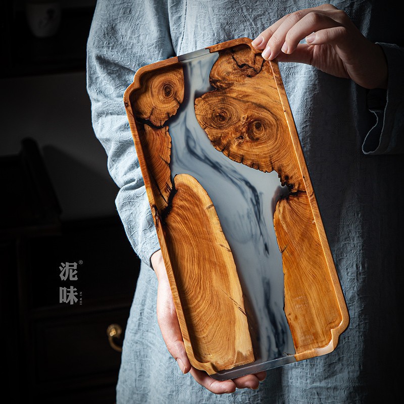 Japanese Zen Style Thuja Wood  - Resin Art Wooden Tray recension och pris