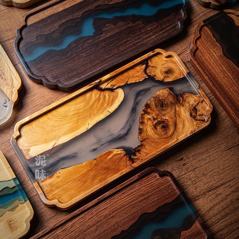 Japanese Zen Style Thuja Wood  - Resin Art Wooden Tray recension och pris