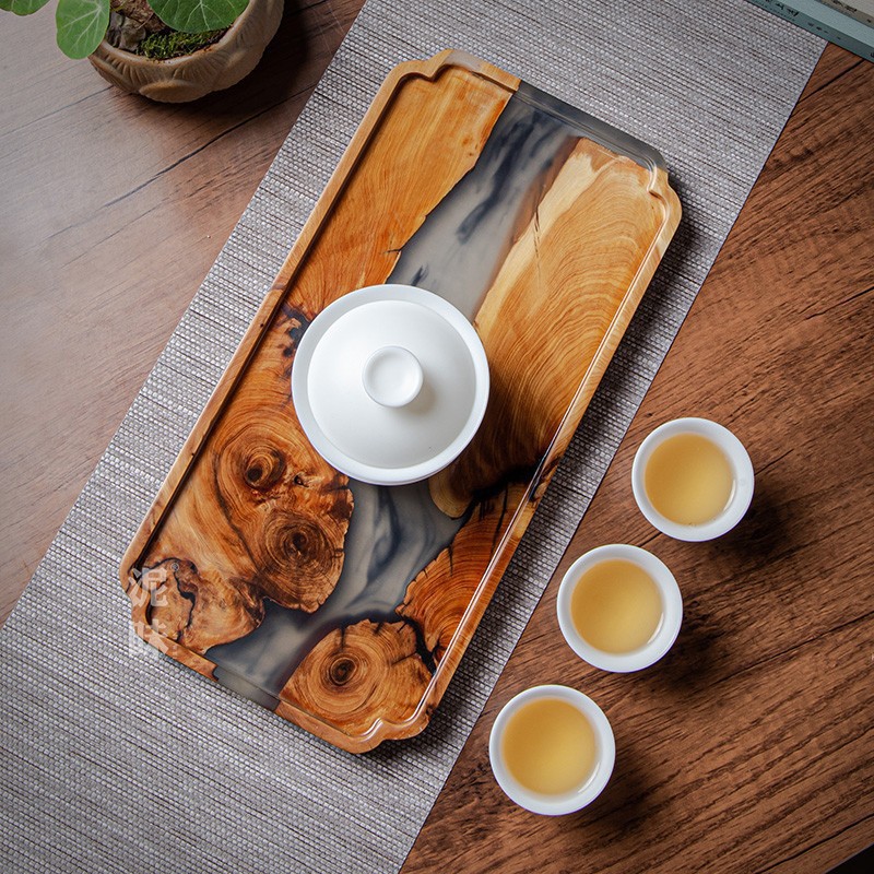 Japanese Zen Style Thuja Wood  - Resin Art Wooden Tray recension och pris