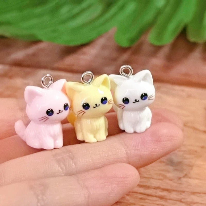 10pcs 3D Kawaii Happy Cat Resi - Resin Art Keychain recension och pris