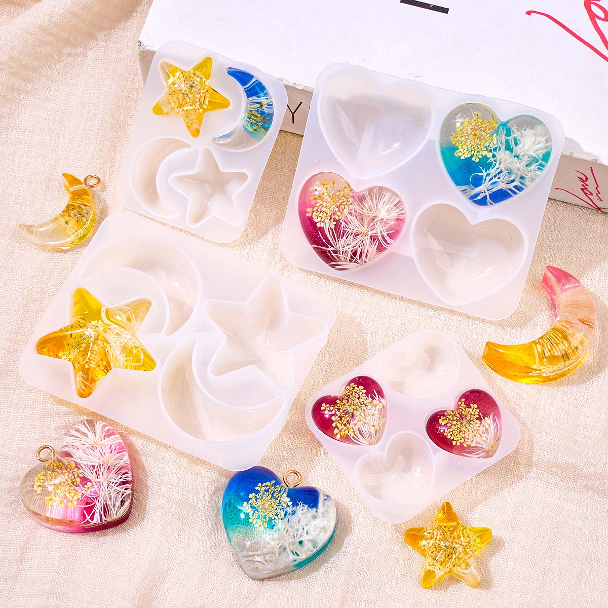 Heart Star Moon Pendant Silico - Resin Art Materials recension och pris