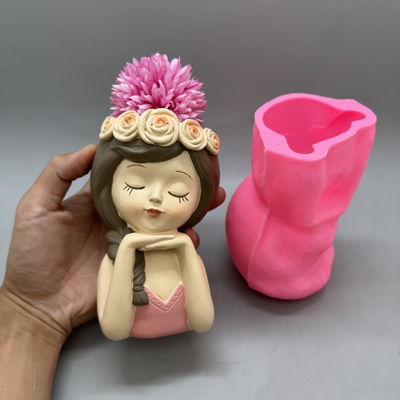 Cute girl flower pot silicone  - Resin Art Furniture recension och pris