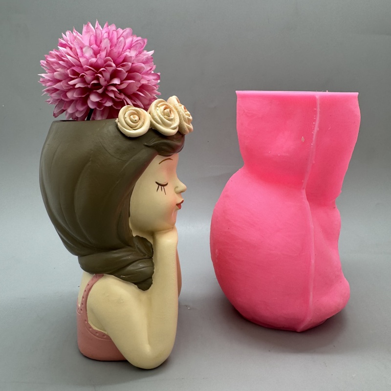 Cute girl flower pot silicone  - Resin Art Furniture recension och pris
