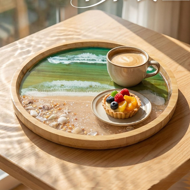 Wooden Serving Tray with Ocean - Resin Art Wooden Tray recension och pris