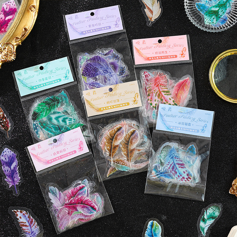 40pcs/Pack Feather Stickers De - Resin Art Sticker recension och pris