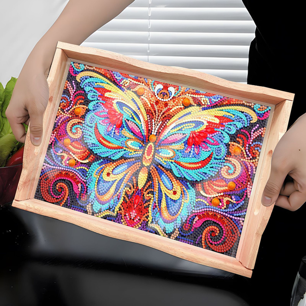 5D DIY Diamond Painted Wooden  - Resin Art Wooden Tray recension och pris