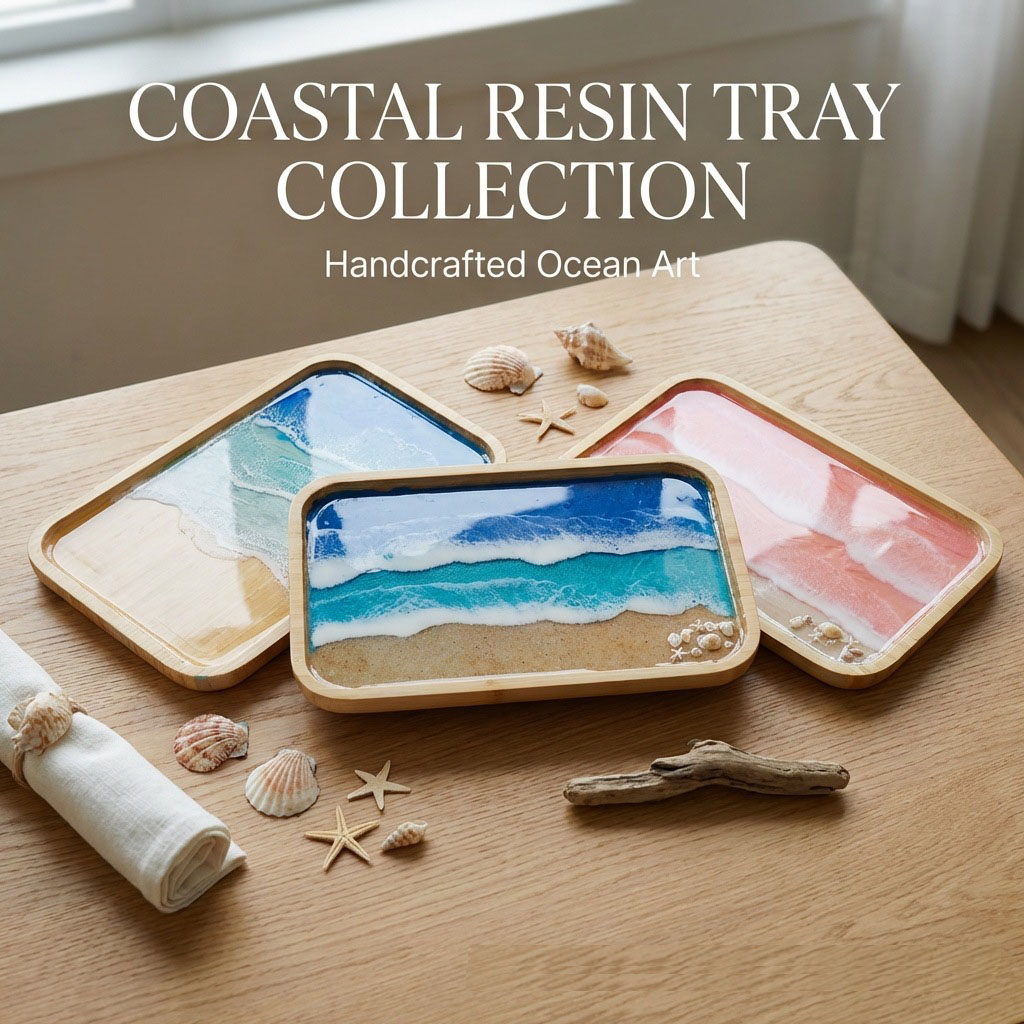 Epoxy Resin Ocean Art Decorati - Resin Art Wooden Tray recension och pris