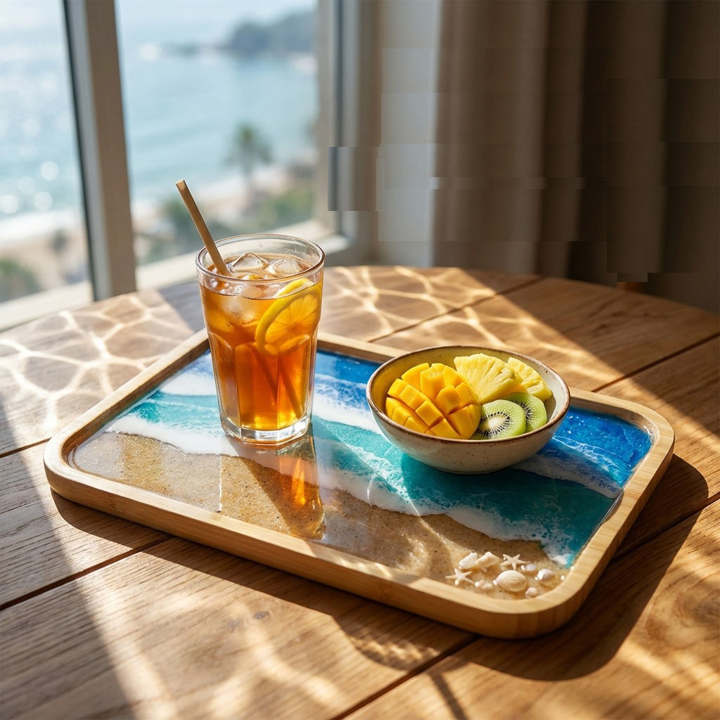 Epoxy Resin Ocean Art Decorati - Resin Art Wooden Tray recension och pris