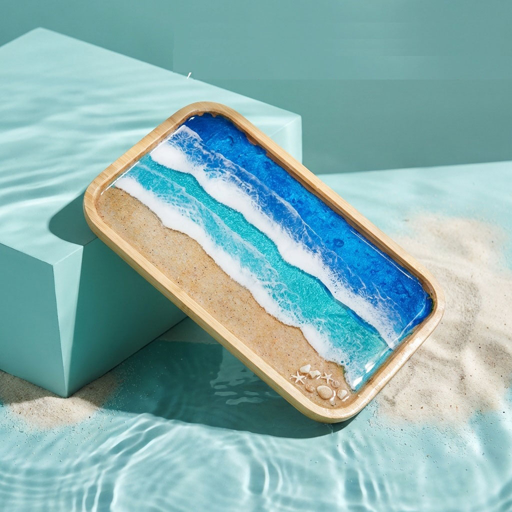 Epoxy Resin Ocean Art Decorati - Resin Art Wooden Tray recension och pris