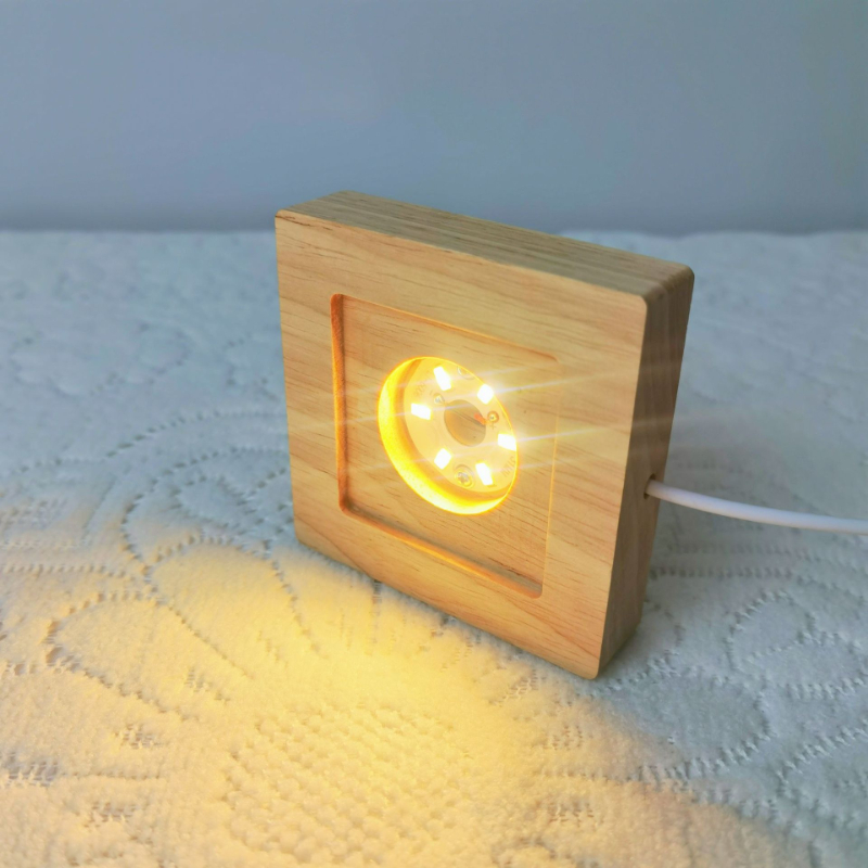 Square LED Lights Display Base - Resin Art Wooden Tray recension och pris