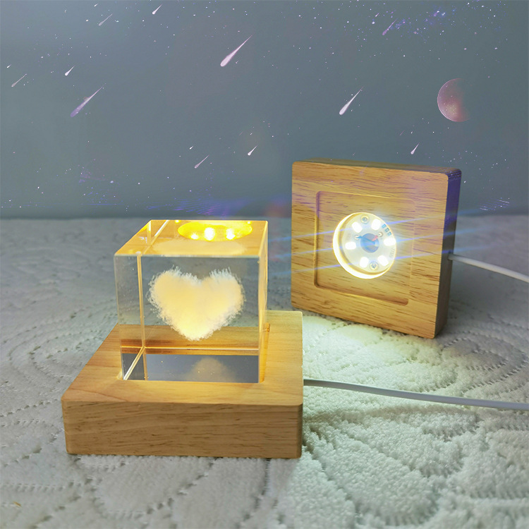 Square LED Lights Display Base - Resin Art Wooden Tray recension och pris