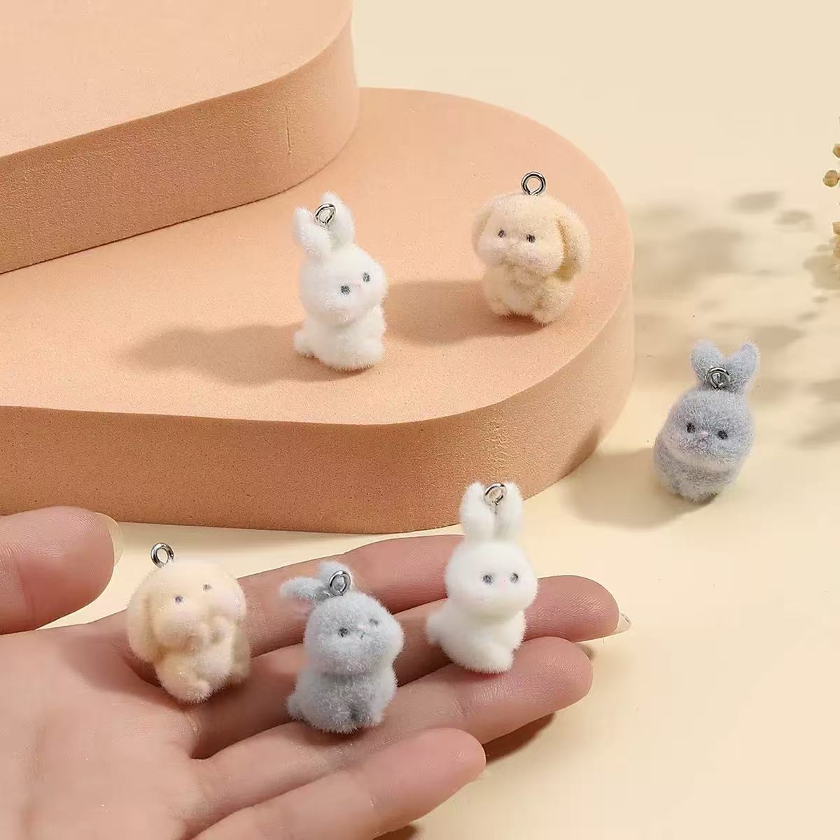 10pcs Flocking Little Rabbit R - Resin Art Keychain recension och pris
