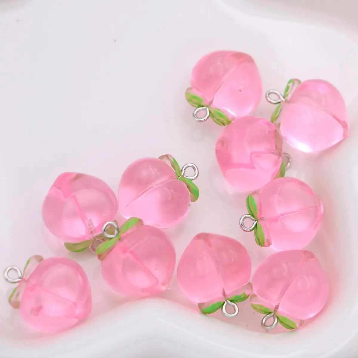 10Pcs Mini 3D Pink Peach Fruit - Resin Art Keychain recension och pris