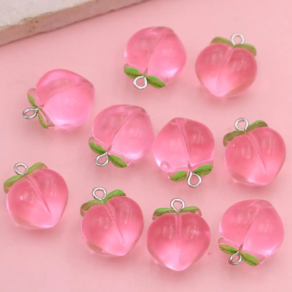 10Pcs Mini 3D Pink Peach Fruit - Resin Art Keychain recension och pris